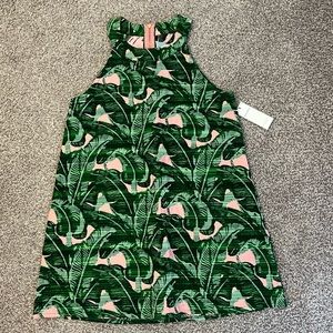 Judith March Green and Pink Leaf Print Dress